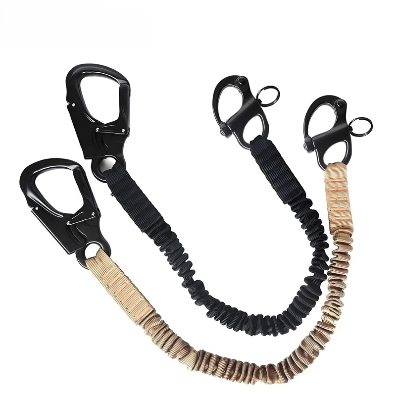 OEM Outdoor Tactical Elastic Safety Lanyard with Dual 316 Stainless Hooks — Survival & Outdoor Tools