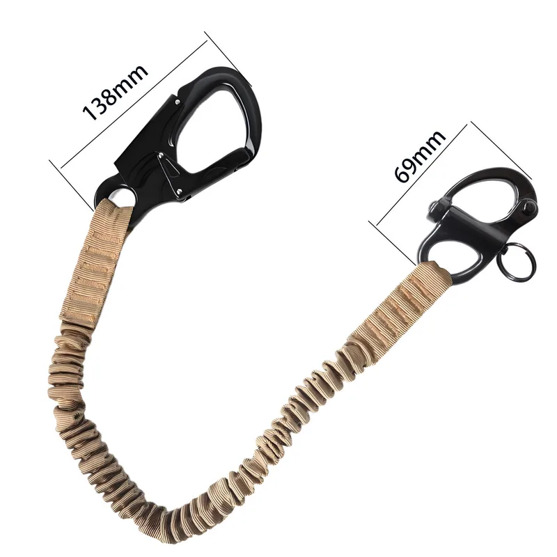 OEM Outdoor Tactical Elastic Safety Lanyard with Dual 316 Stainless Hooks view 3