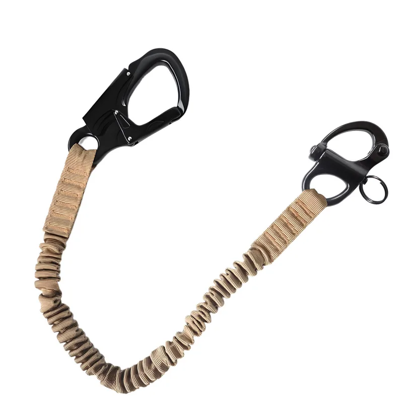 OEM Outdoor Tactical Elastic Safety Lanyard with Dual 316 Stainless Hooks view 6