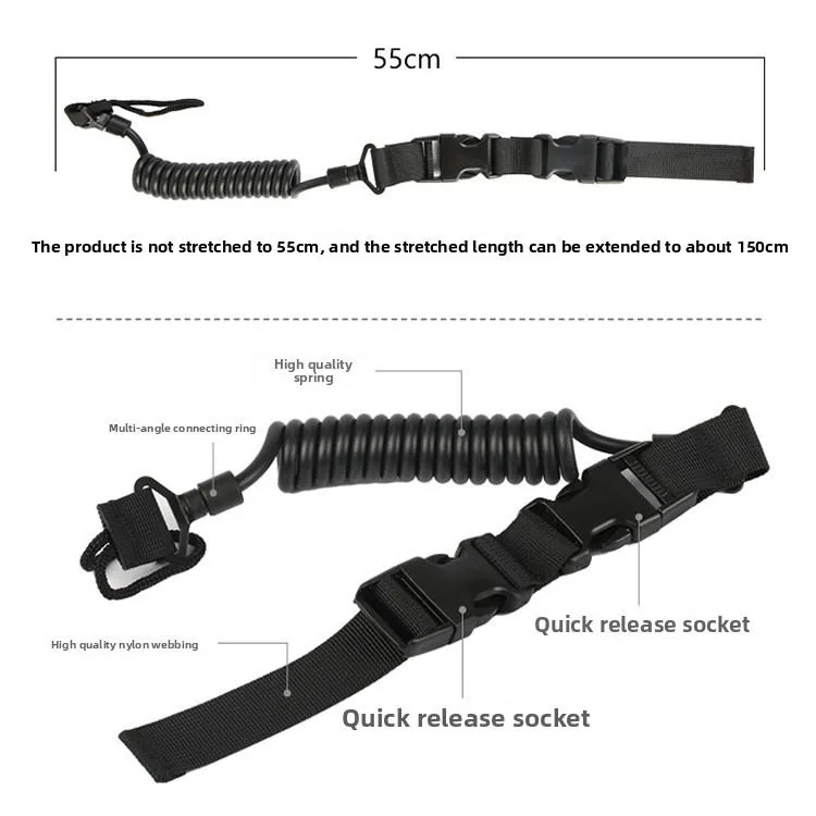 Multi-Functional Tactical Nylon Spring Lanyard 55-150 cm — Survival & Outdoor Tools