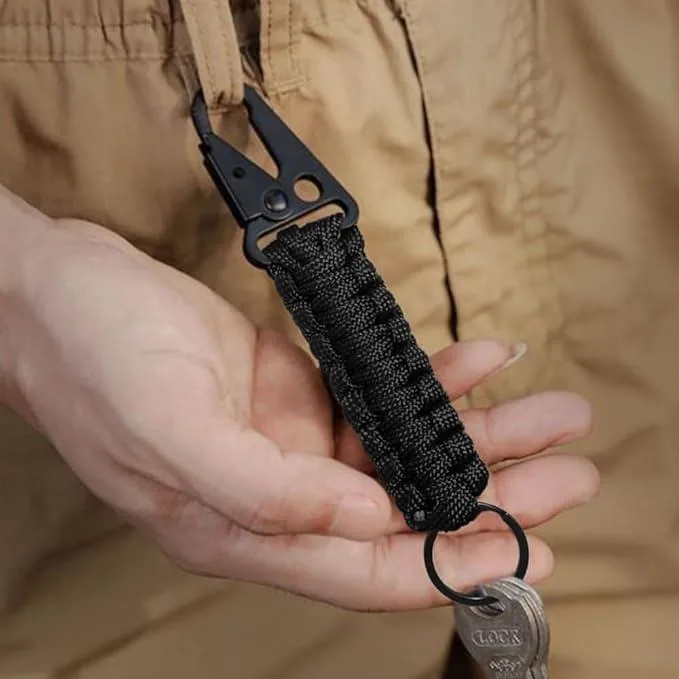 7-Core Paracord Carabiner Survival Keychain Woven Lanyard view 2