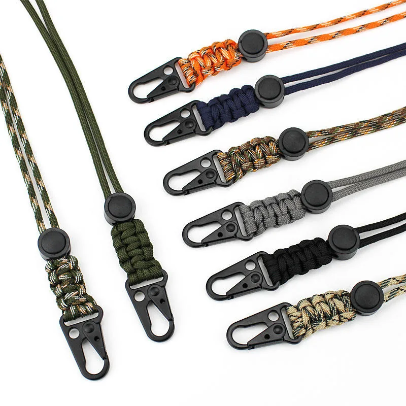 Adjustable Braided Survival Paracord Neck Lanyard with Carabiner view 2