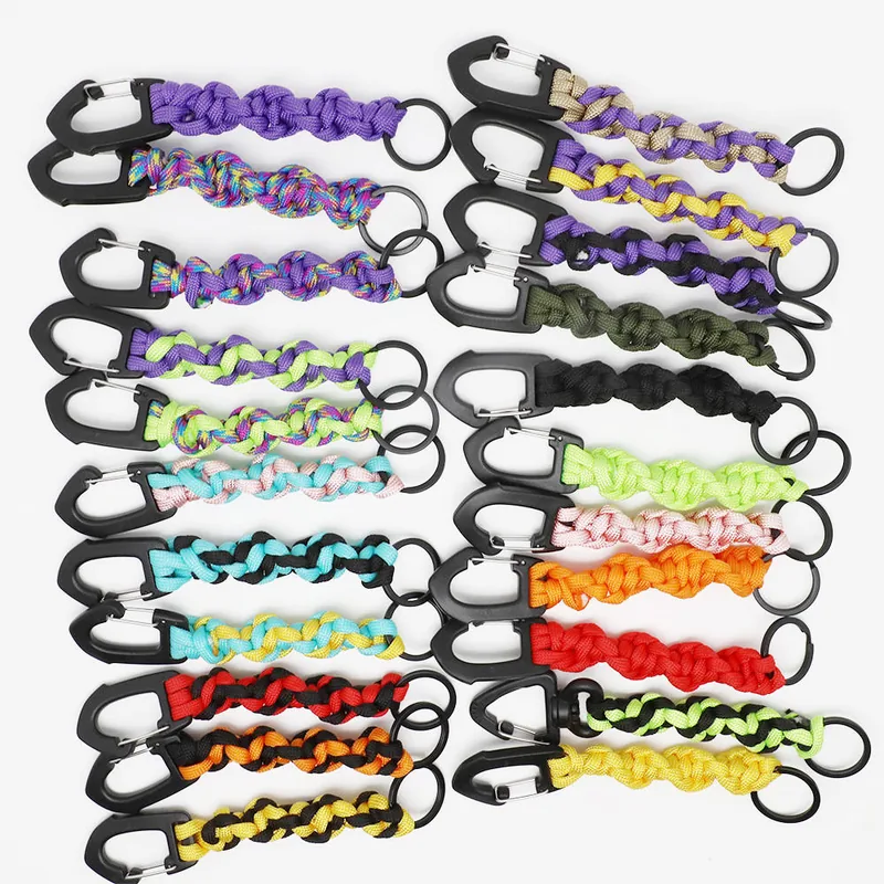 Custom Outdoor Paracord Keychain with Carabiner Hand-Knotted view 2