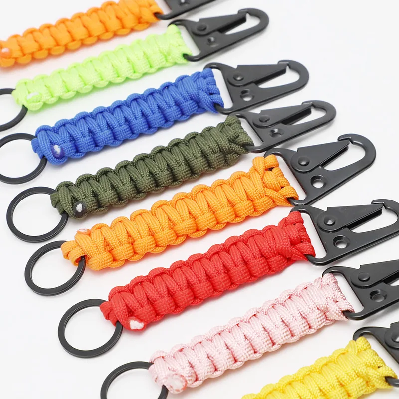 Custom Outdoor Paracord Keychain with Carabiner Hand-Knotted view 4