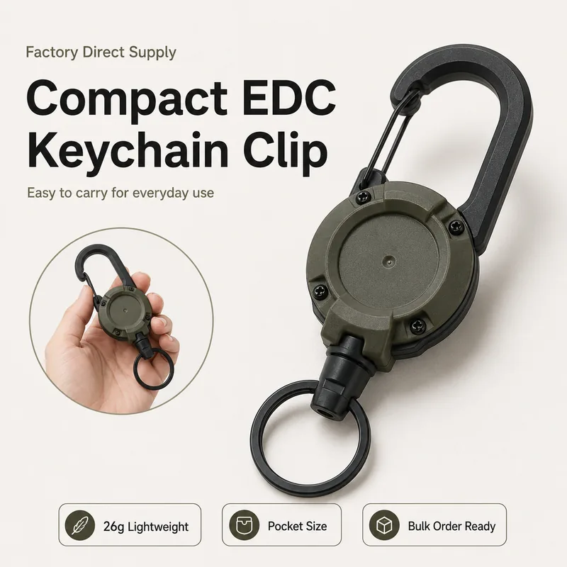 Telescopic Steel Wire Carabiner Retractable Keychain Lanyard view 3