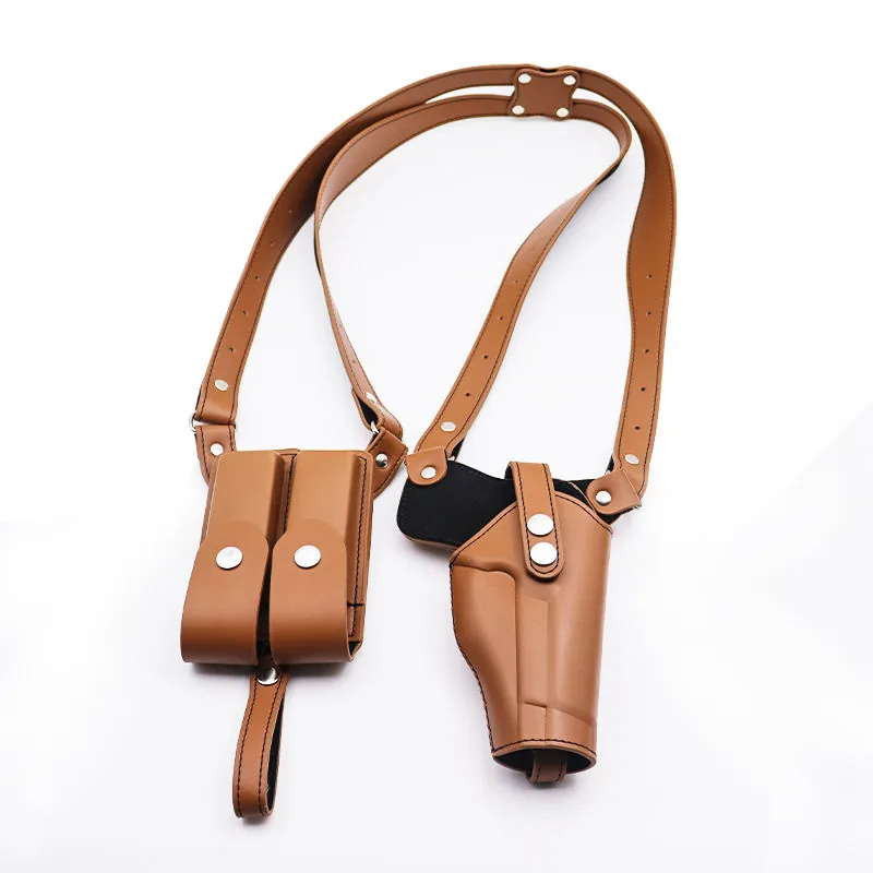 Genuine Leather Double Shoulder Holster — Brown — Tactical Packs & Bags