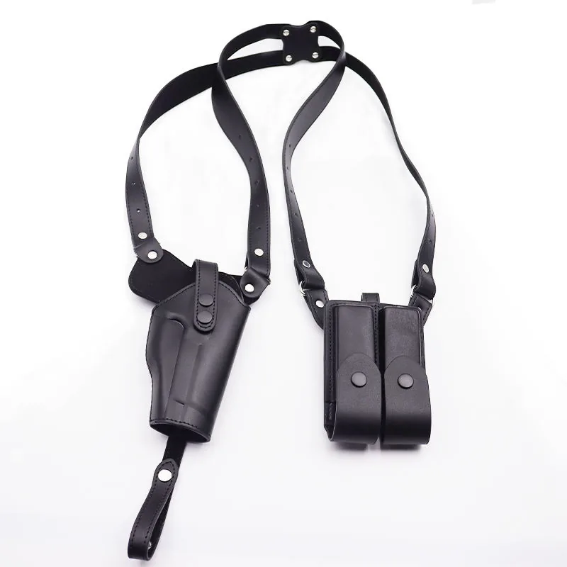 Genuine Leather Double Shoulder Holster — Brown view 2