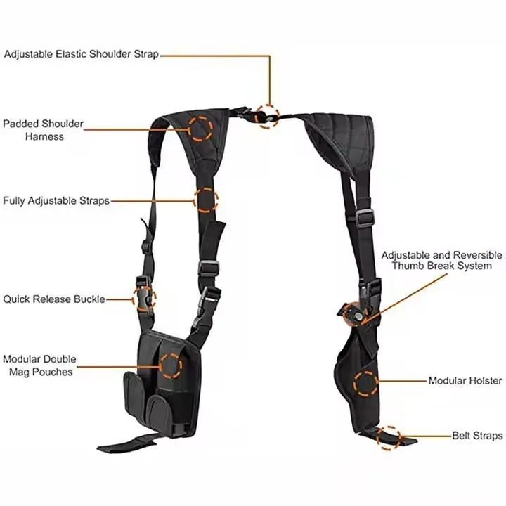 Ambidextrous Shoulder Gun Holster — Black view 5