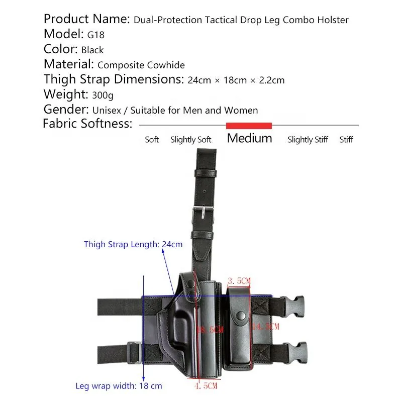 Kydex OWB Drop Leg Gun Holster — Black view 3