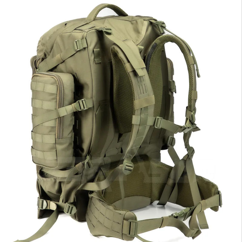 Mens Durable Nylon MOLLE Tactical Rucksack — Black — Tactical Packs & Bags