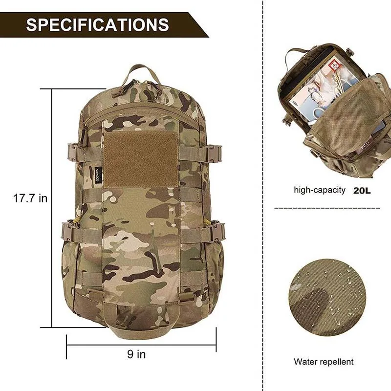 Large Capacity 3-Day Assault Tactical Rucksack — Black view 2