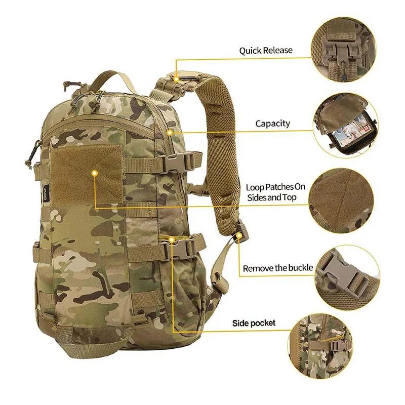 Large Capacity 3-Day Assault Tactical Rucksack — Black view 3