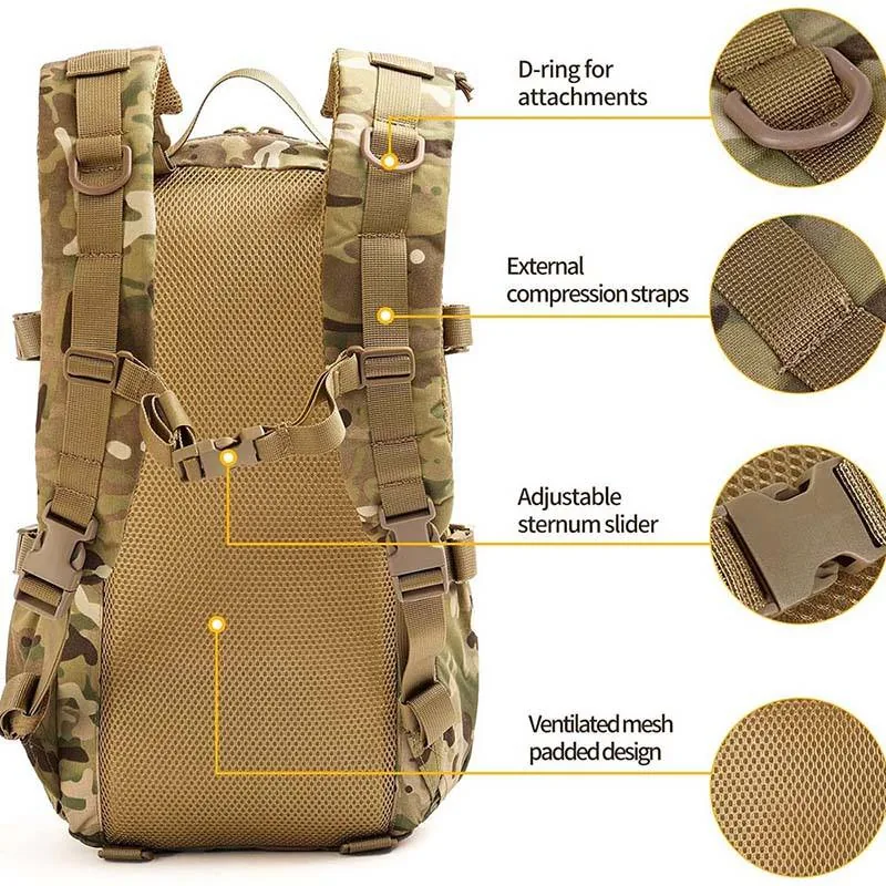 Large Capacity 3-Day Assault Tactical Rucksack — Black view 4