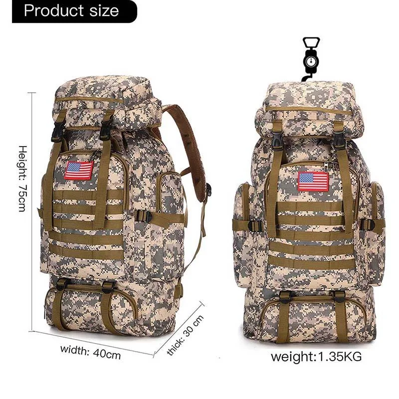 Wholesale Large Capacity Tactical Camping Backpack — Black view 6