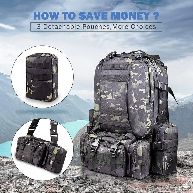 Custom Logo 3-Day Hunting Camping Backpack — Black view 2