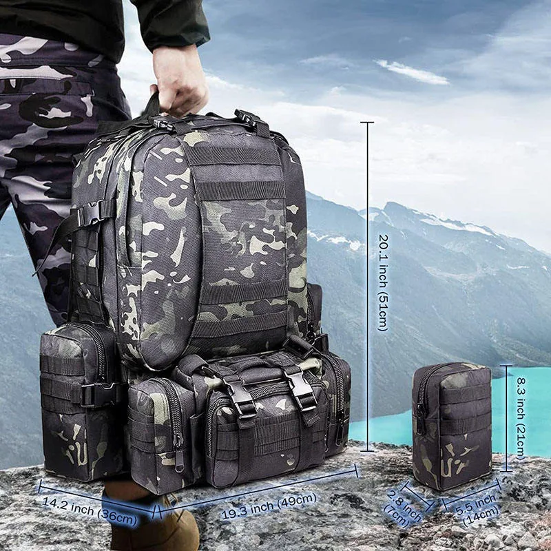 Custom Logo 3-Day Hunting Camping Backpack — Black view 6