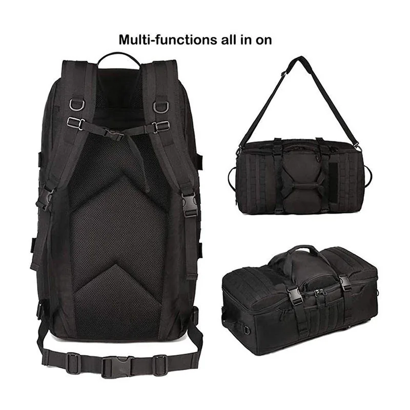 Custom Assault Travel Tactical Backpack — Black view 2