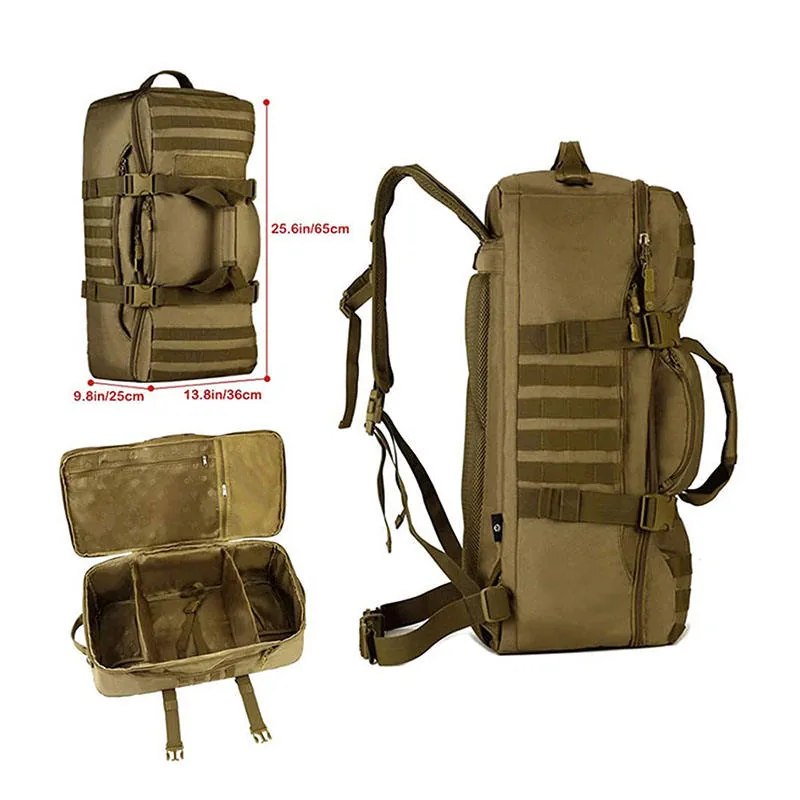 Custom Assault Travel Tactical Backpack — Black view 3