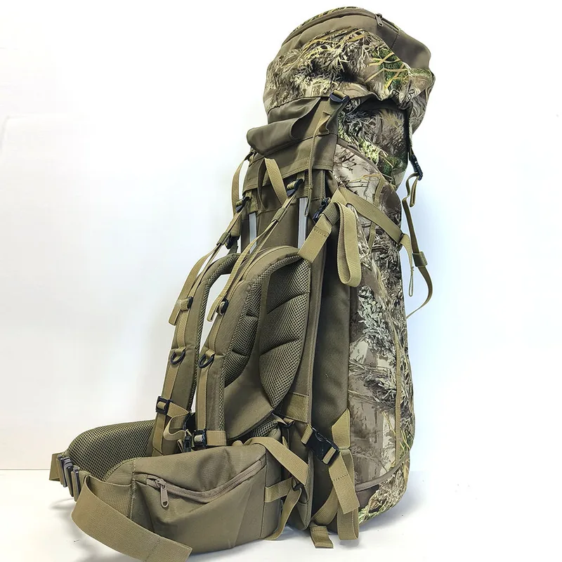 66L Travel Hiking Mountaineering Rucksack — Army Green view 3