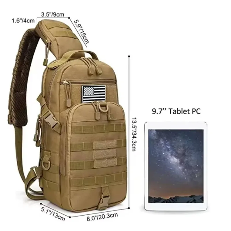 MOLLE Chest Shoulder Tactical Backpack — Black — Tactical Packs & Bags