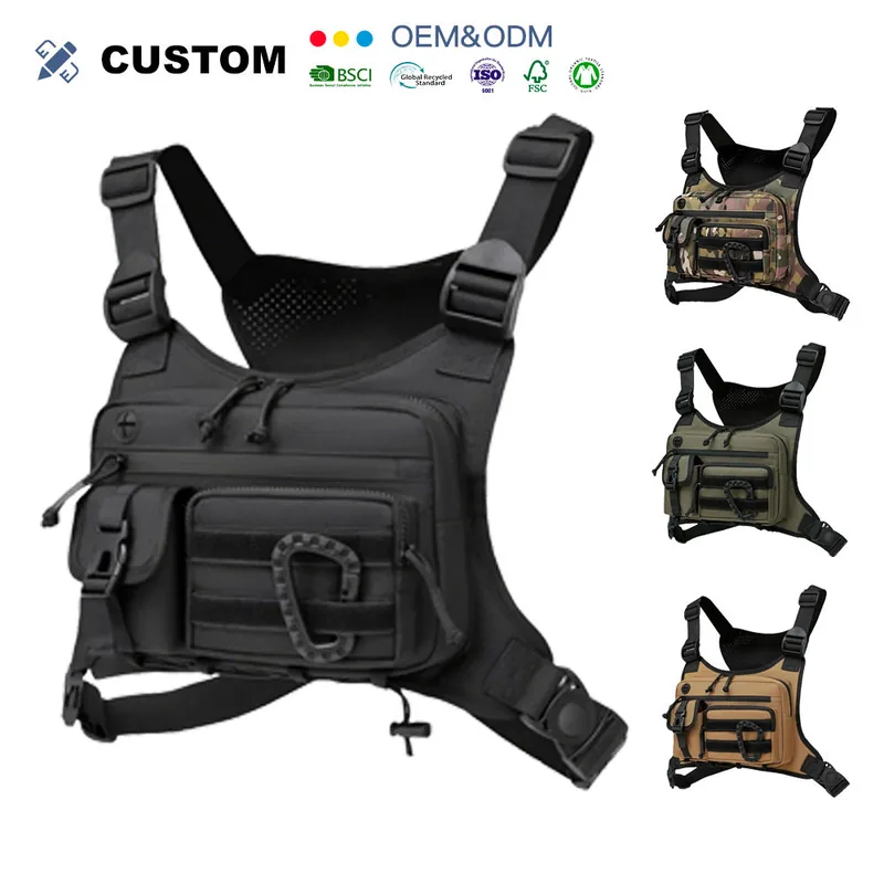 Reflective Running Hiking Chest Vest Bag — Black — Tactical Packs & Bags