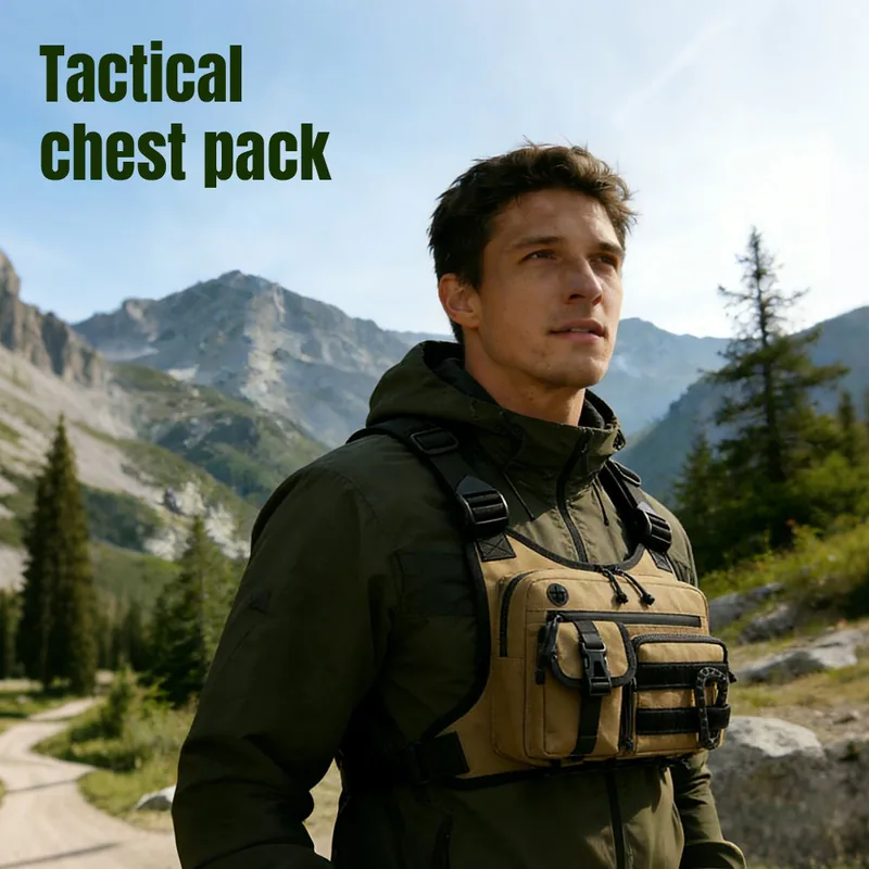 Reflective Running Hiking Chest Vest Bag — Black view 2
