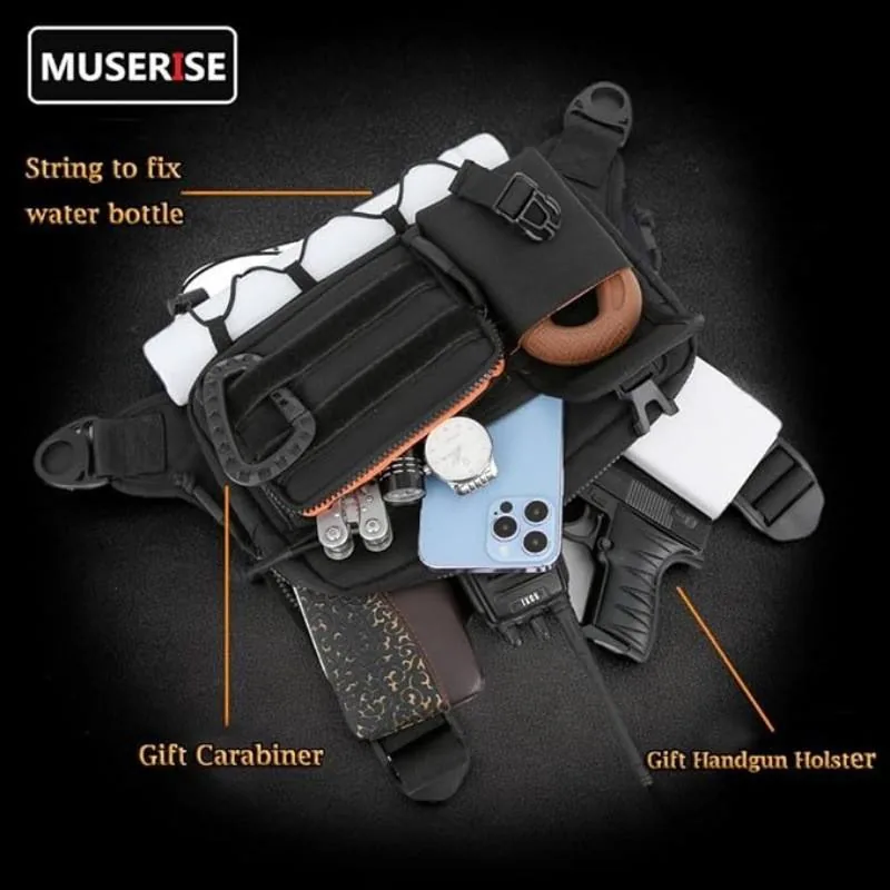 Reflective Running Hiking Chest Vest Bag — Black view 6