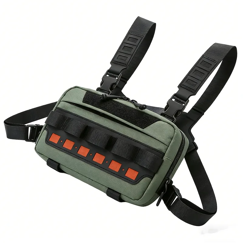 Custom MOLLE Nylon Tactical Chest Bag — Black — Tactical Packs & Bags