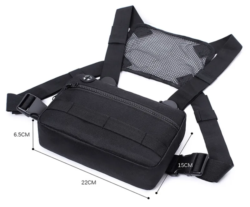 Lightweight Waterproof Nylon EDC Chest Pack — Black view 5