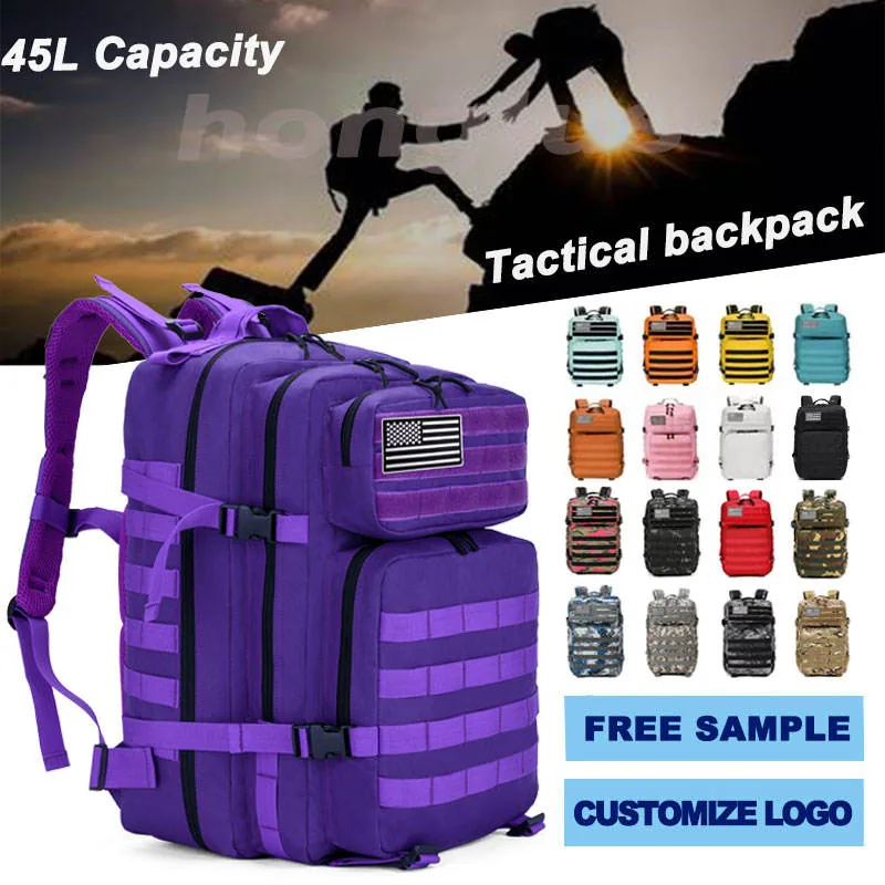OEM 45L Waterproof MOLLE Tactical Bag — Black — Tactical Packs & Bags