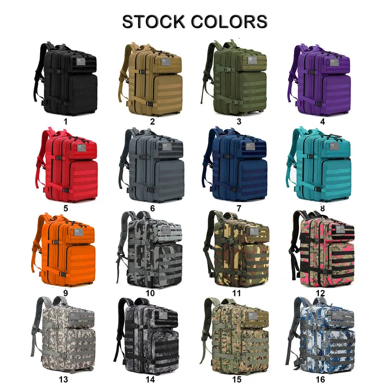 Factory Custom 45L MOLLE Tactical Backpack — Black view 2