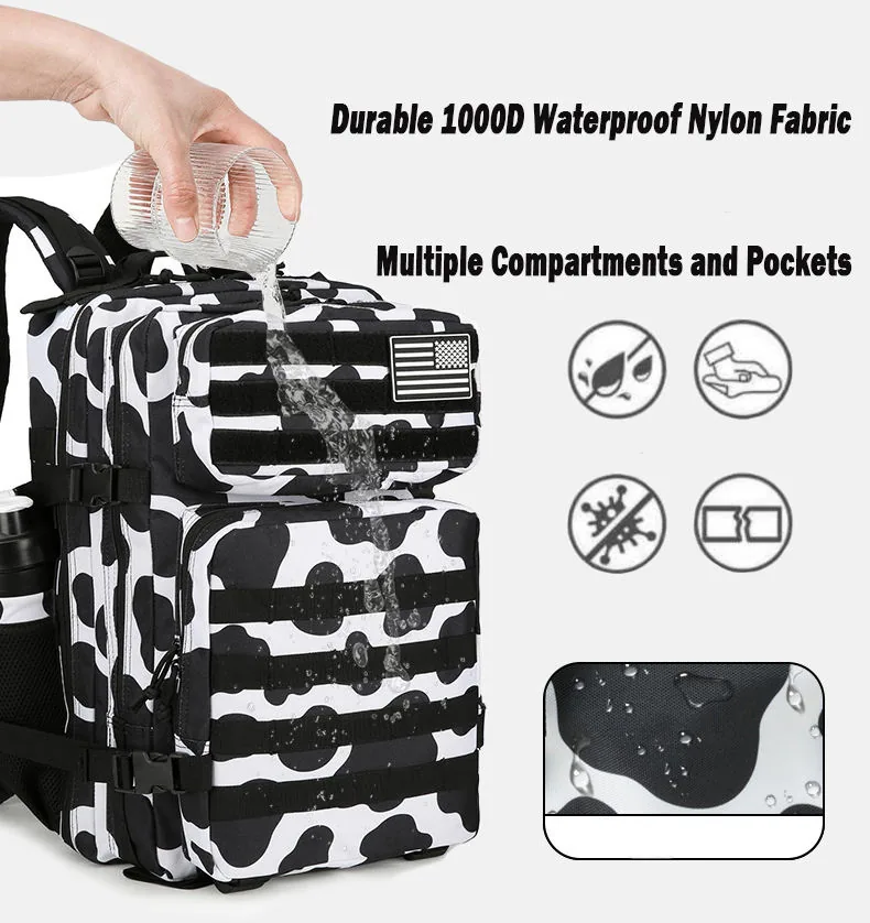 Custom 900D 45L MOLLE Tactical Gym Backpack — Black view 4
