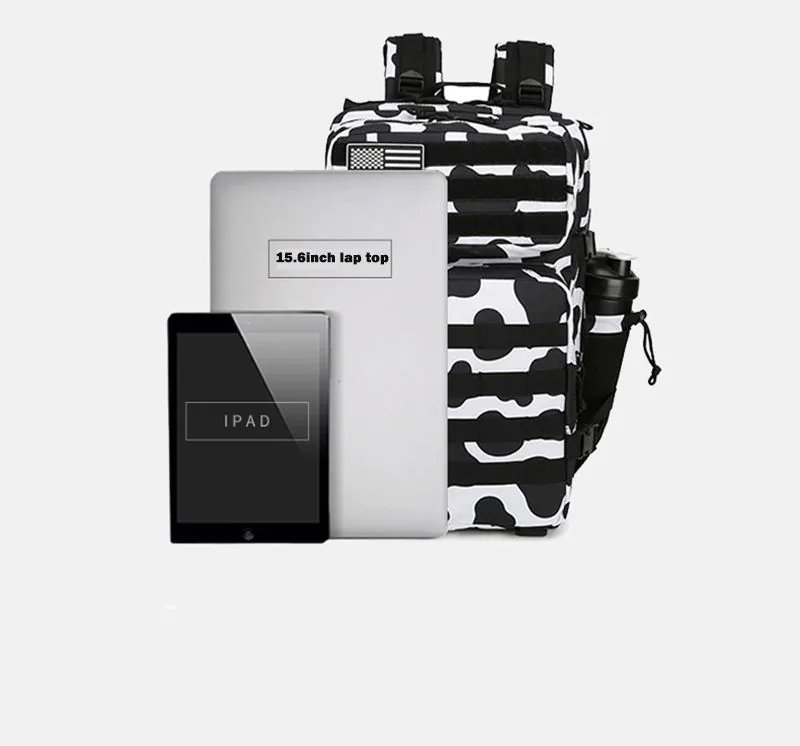 Custom 900D 45L MOLLE Tactical Gym Backpack — Black view 5