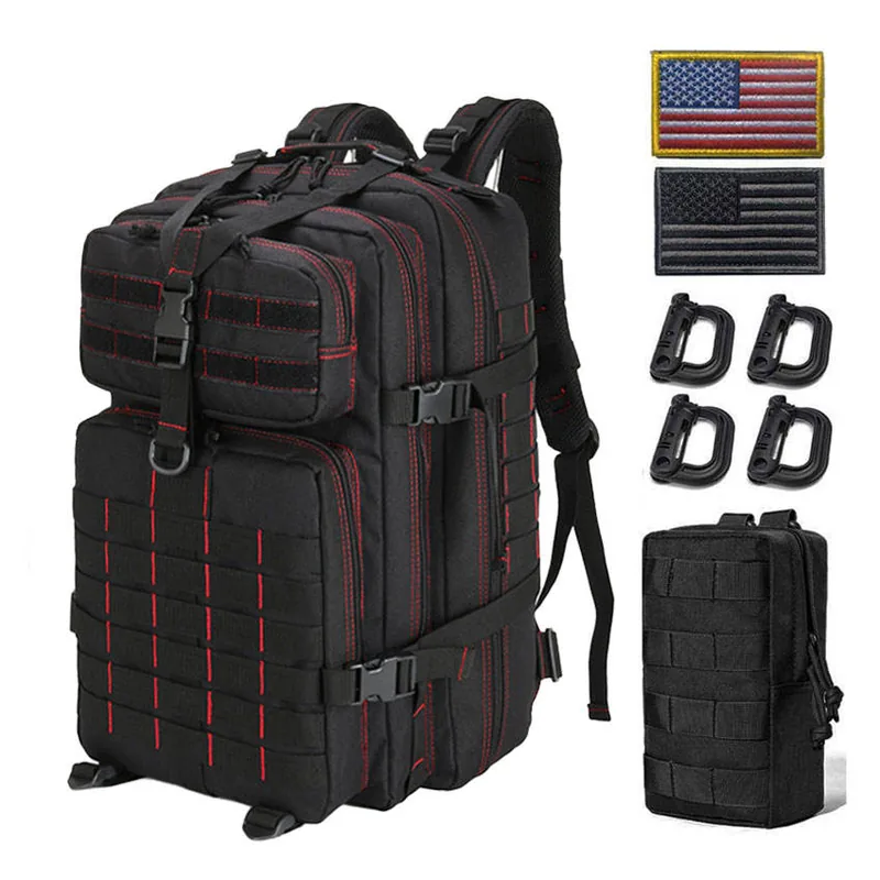 Custom Low MOQ 45L MOLLE Rucksack — Black — Tactical Packs & Bags