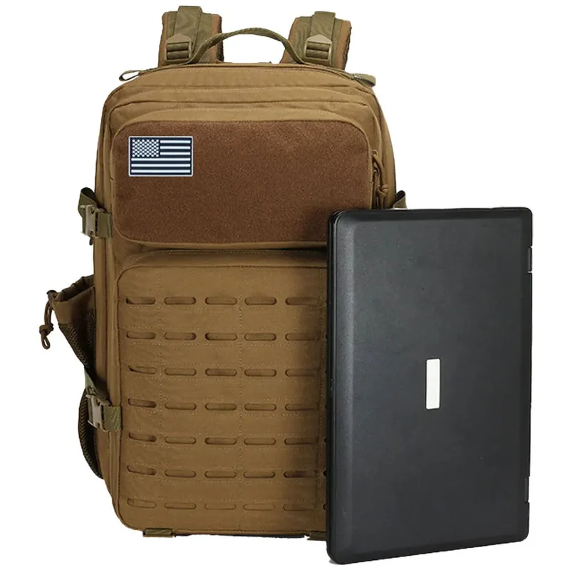 Mens Tactical Hiking Backpack 45L — Black view 3