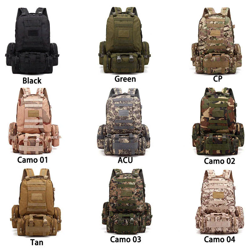 55L Camping Tactical Backpack — Camouflage view 2