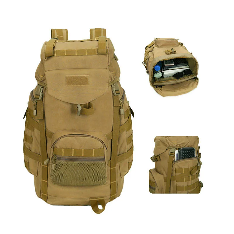 50L MOLLE Tactical Backpack — Black — Tactical Packs & Bags