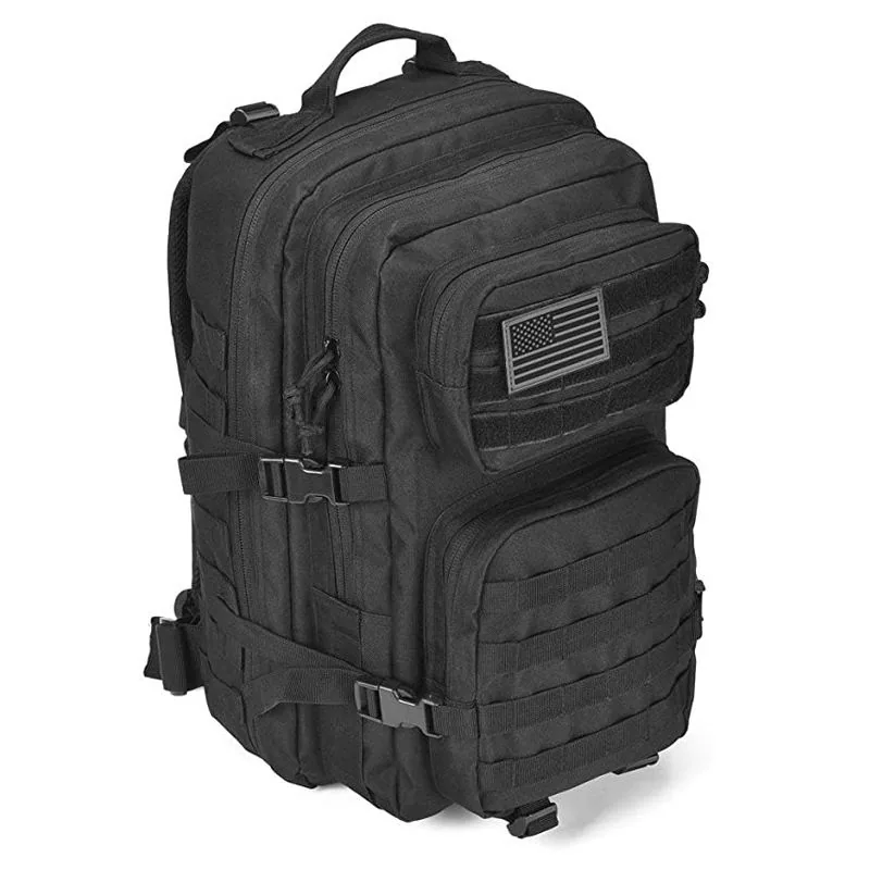 2025 45L MOLLE Tactical Backpack — Black — Tactical Packs & Bags