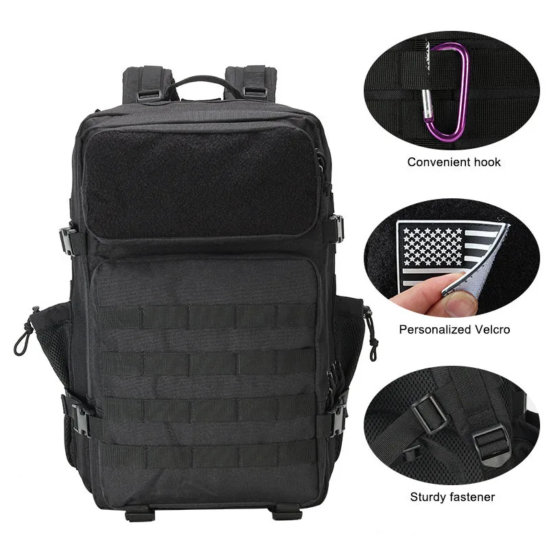 45L Waterproof Tactical Backpack — Black view 2
