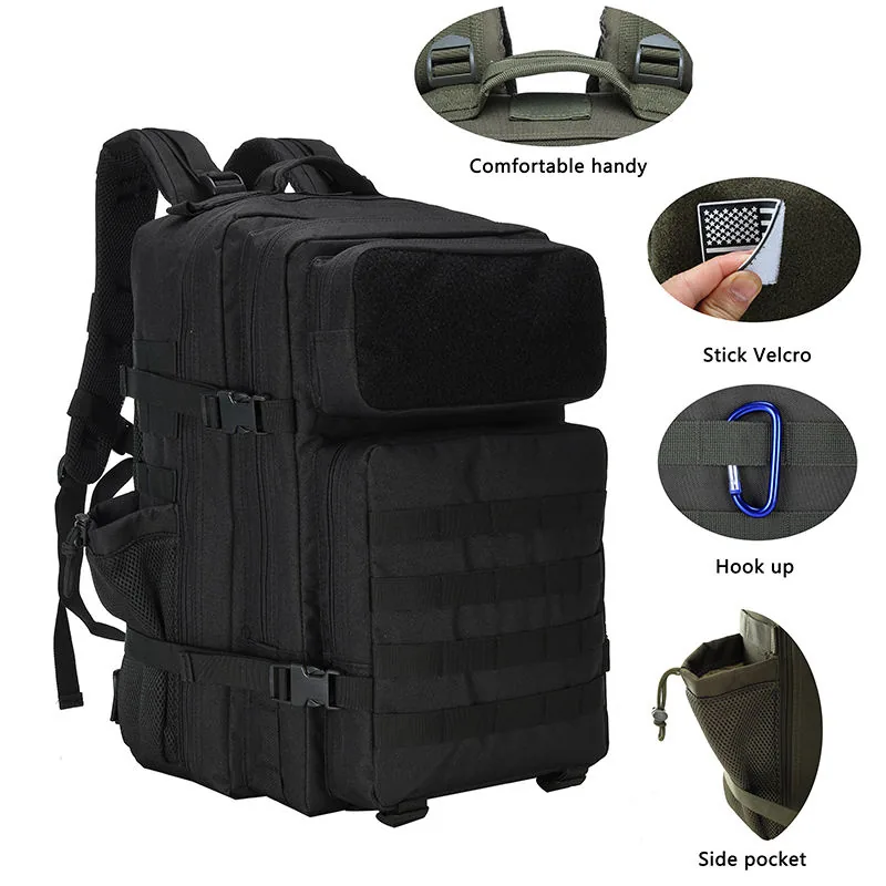 45L Waterproof Tactical Backpack — Black view 5