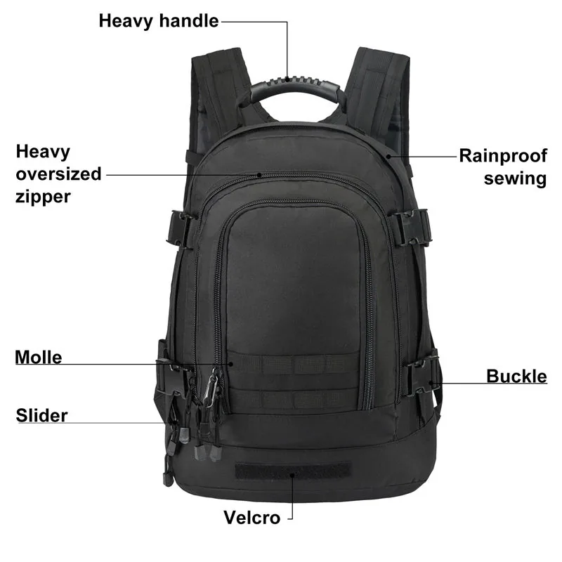 Sport Outdoor Hiking Backpack 64L — Black view 3