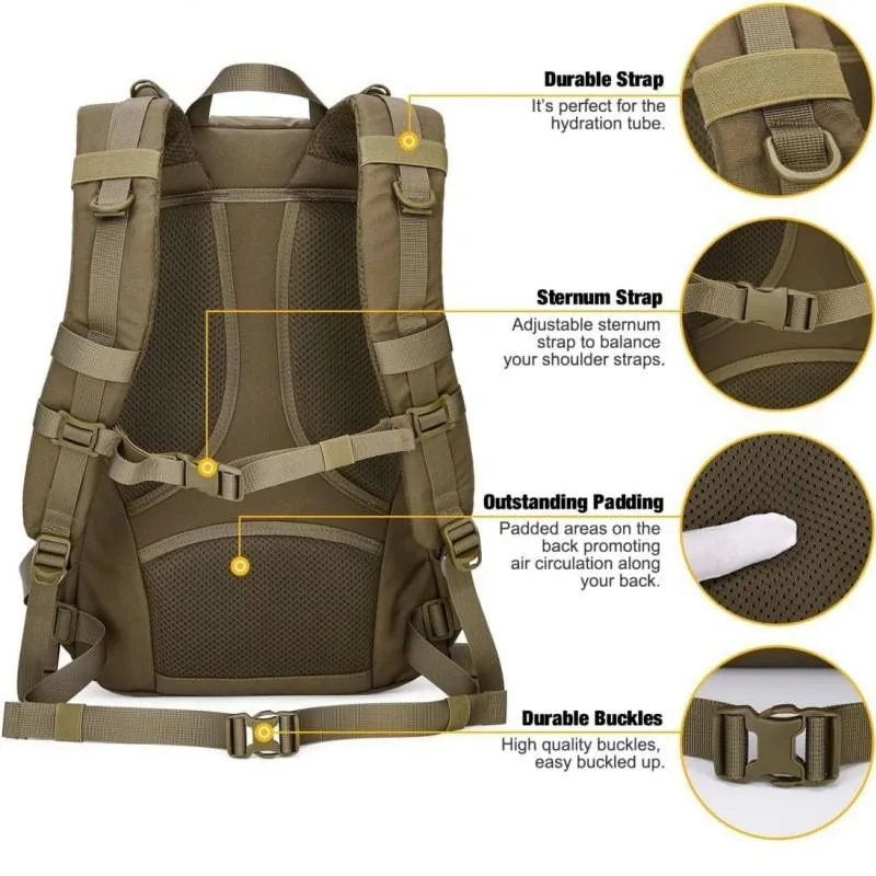 OEM Laser-cut MOLLE Tactical Backpack 56L — Coyote view 3
