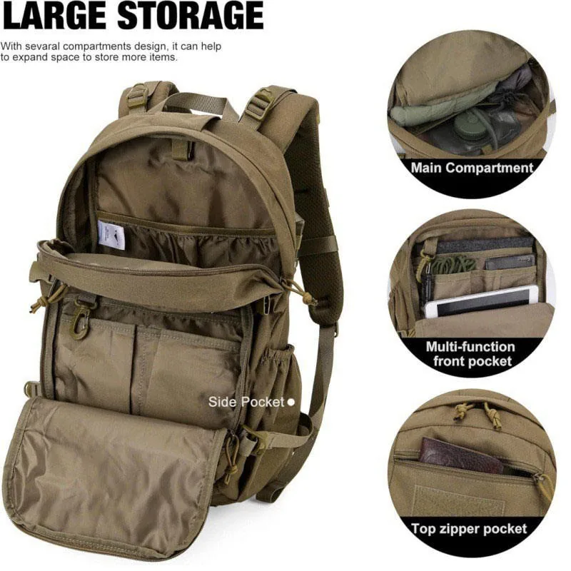 OEM Laser-cut MOLLE Tactical Backpack 56L — Coyote view 4