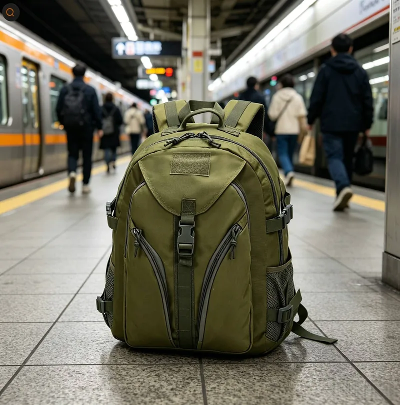 Outdoor Camouflage Travel Backpack — Green view 3