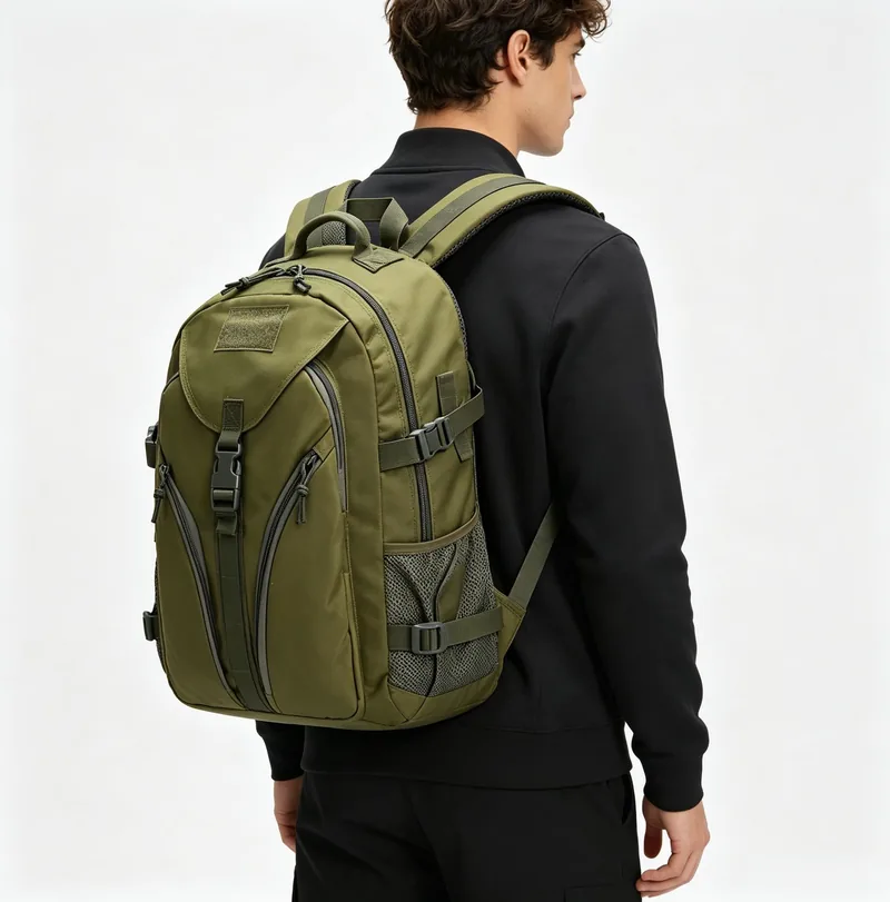 Outdoor Camouflage Travel Backpack — Green view 4
