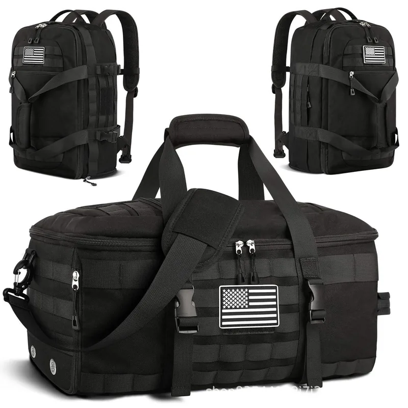 Denim Tactical Backpack with Shoe Compartment — Black — Tactical Packs & Bags
