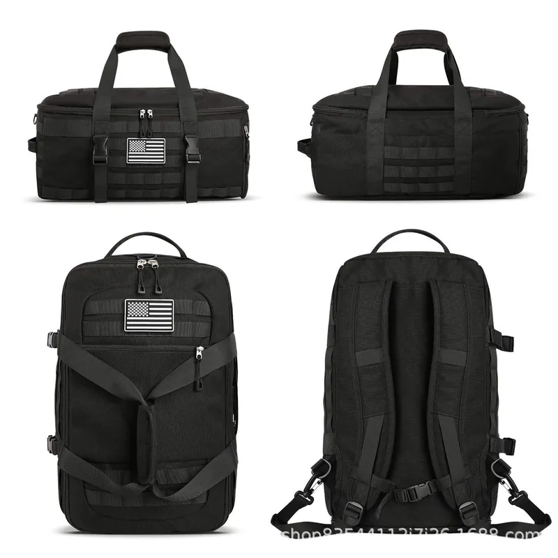 Denim Tactical Backpack with Shoe Compartment — Black view 5