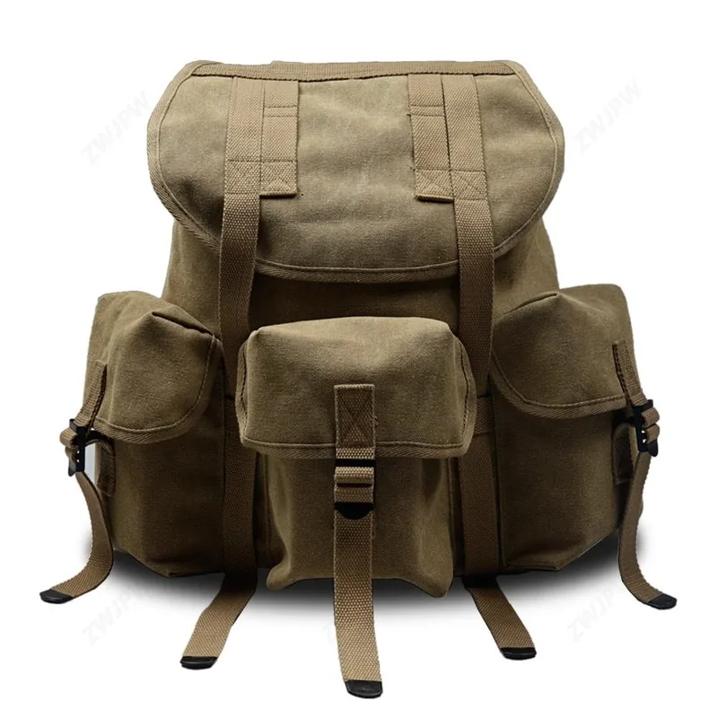 Retro Canvas Tactical Backpack 65L — Army Green — Tactical Packs & Bags