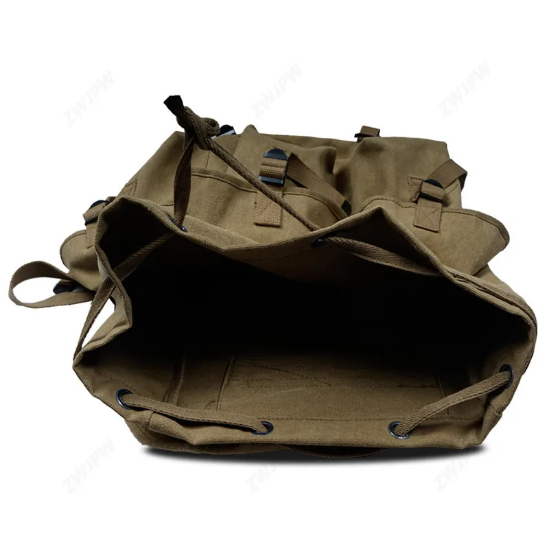 Retro Canvas Tactical Backpack 65L — Army Green view 2
