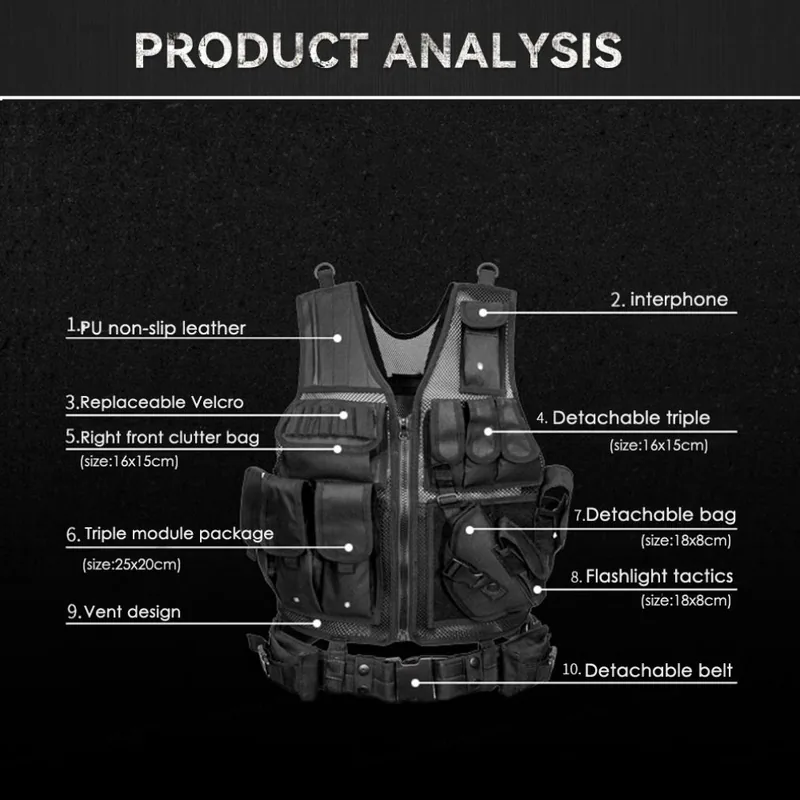 Ultra-Light Professional Tactical Vest — Black view 5